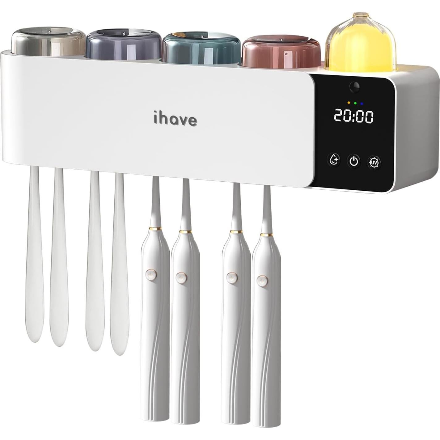 Soporte para Cepillos de Dientes iHave F104 con Desinfección UV y Aromaterapia