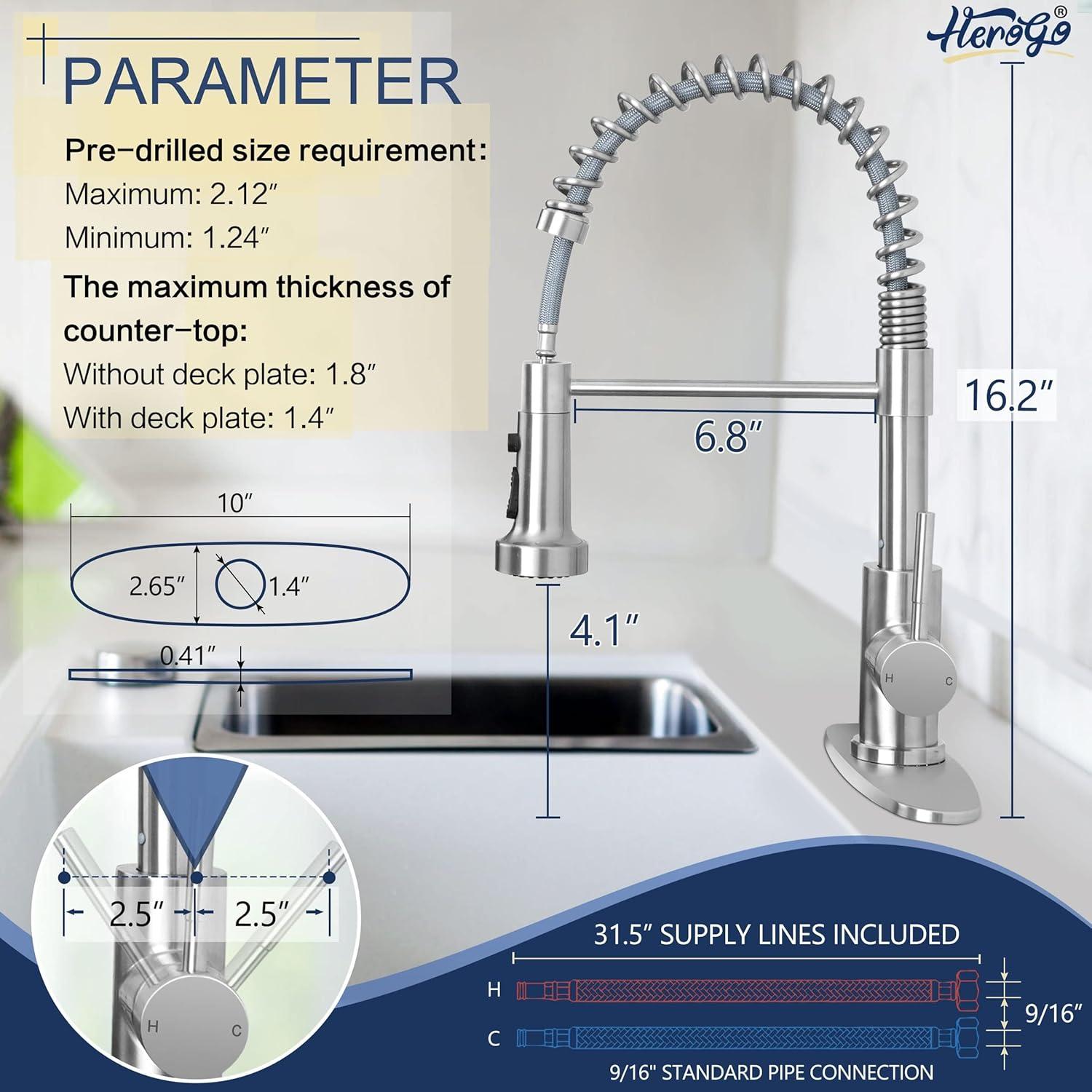 Grifo de Cocina Herogo 2.0 Acero Inoxidable Rociador Desplegable