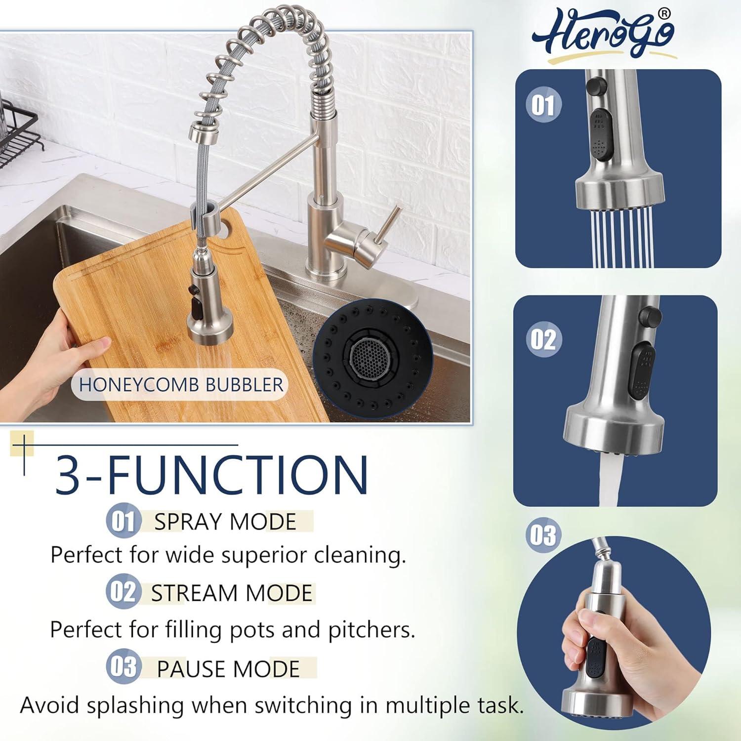 Grifo de Cocina Herogo 2.0 Acero Inoxidable Rociador Desplegable