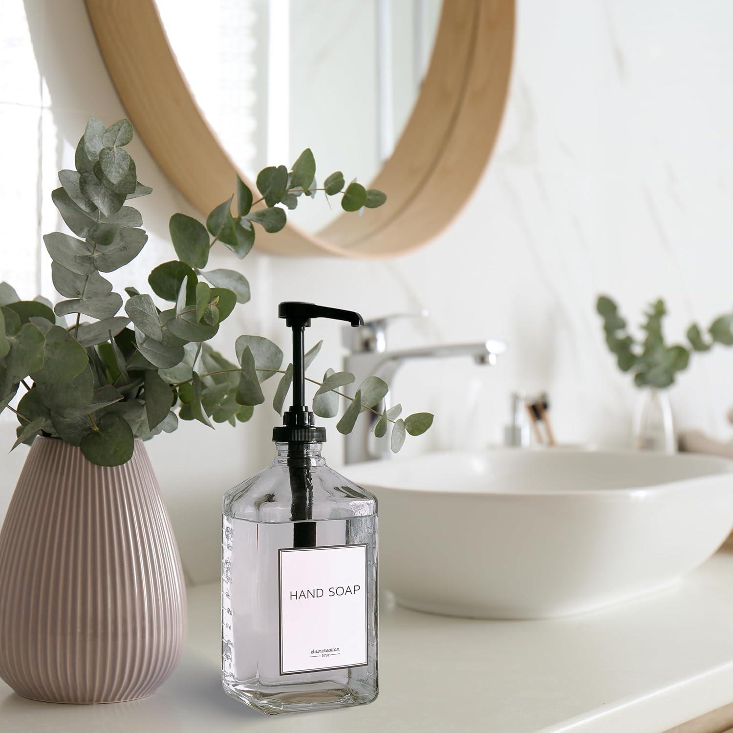 Dispensador de Enjuague Bucal eBun de Vidrio 1L con Tazas