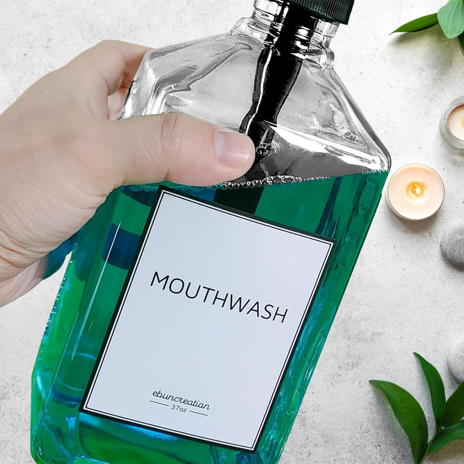 Dispensador de Enjuague Bucal eBun de Vidrio 1L con Tazas