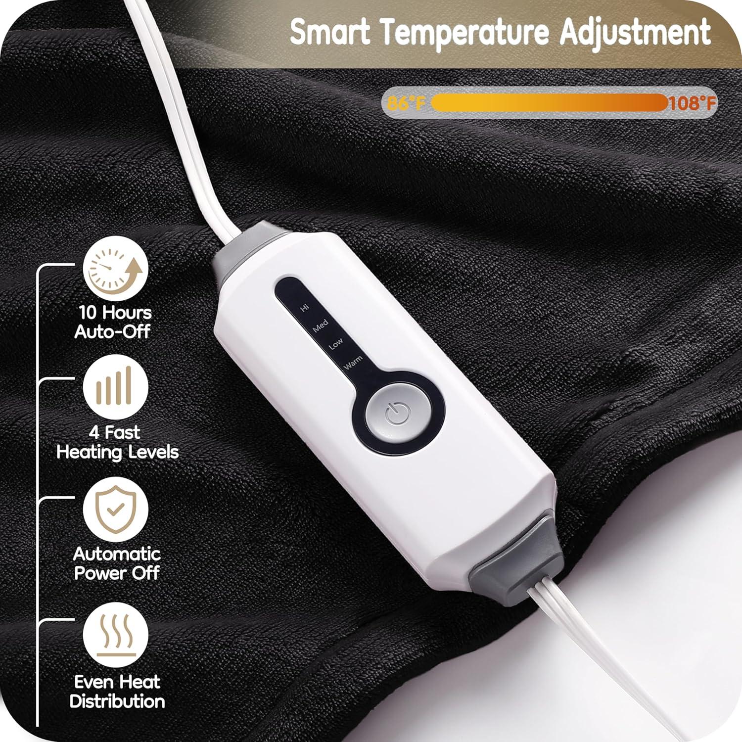 Manta Eléctrica Calentada LaffyLo 213x183 cm 4 Niveles Gris