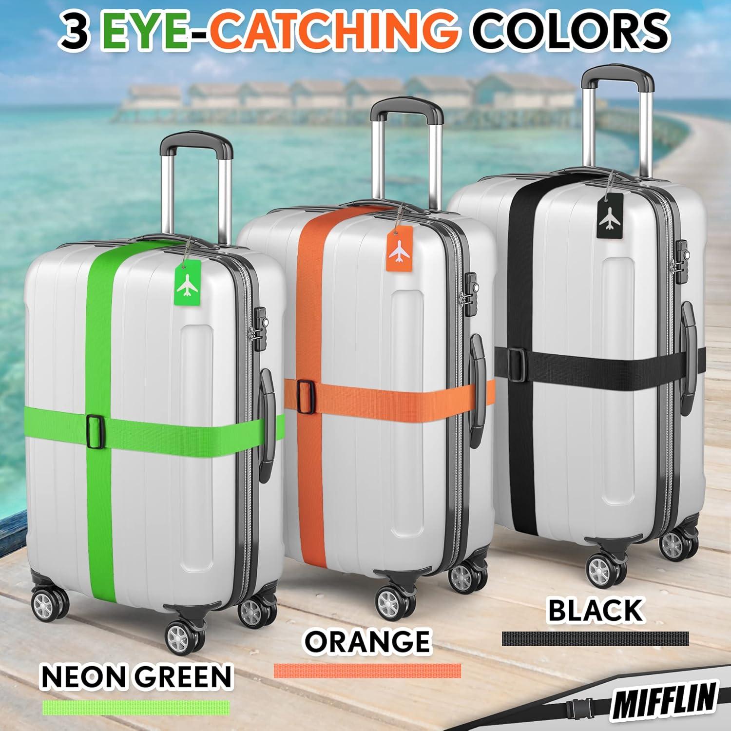 Correas de Equipaje Mifflin Nylon Negro 201 cm 4 Unidades