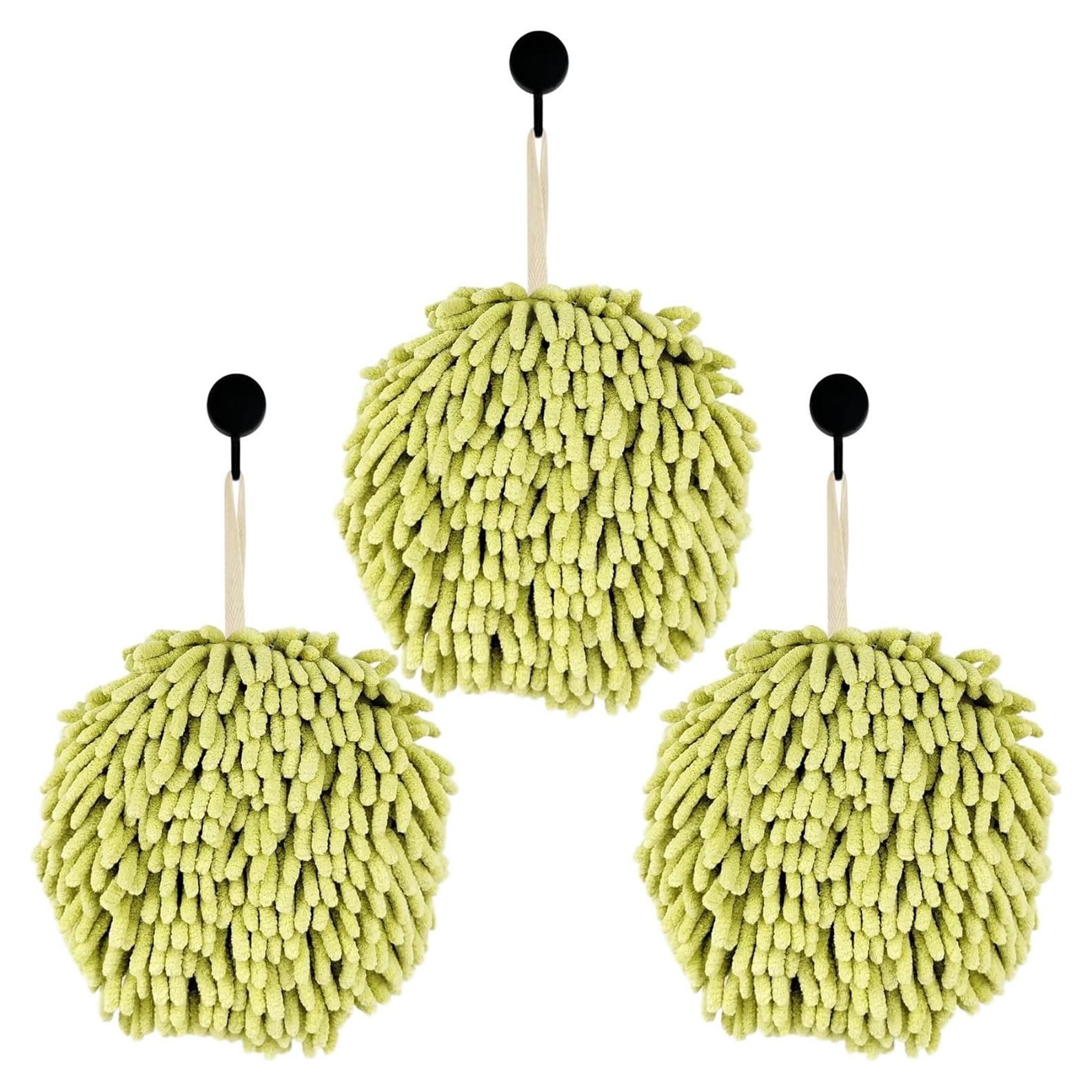 Toallas de Mano MEETSWEET Chenille Secado Rápido Set 3 Verde