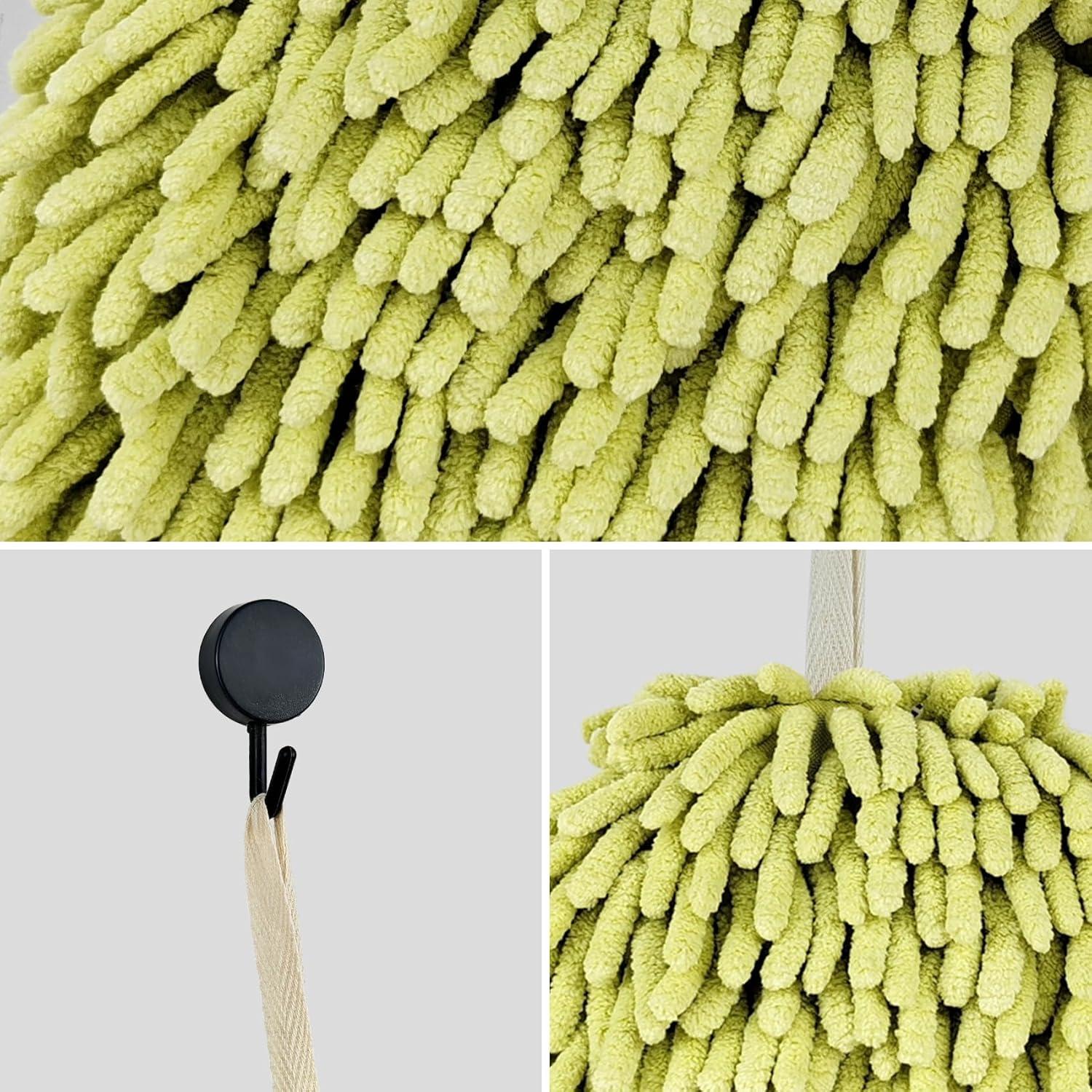 Toallas de Mano MEETSWEET Chenille Secado Rápido Set 3 Verde