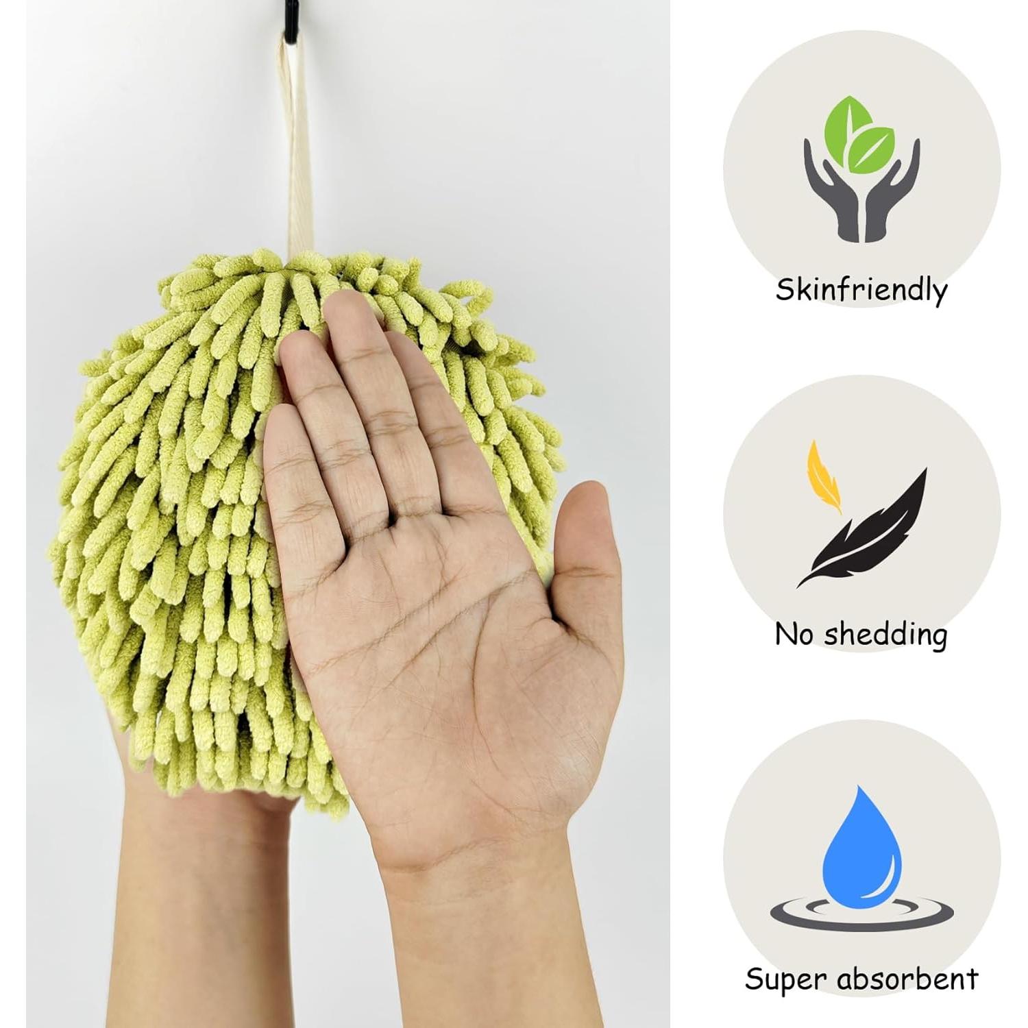 Toallas de Mano MEETSWEET Chenille Secado Rápido Set 3 Verde