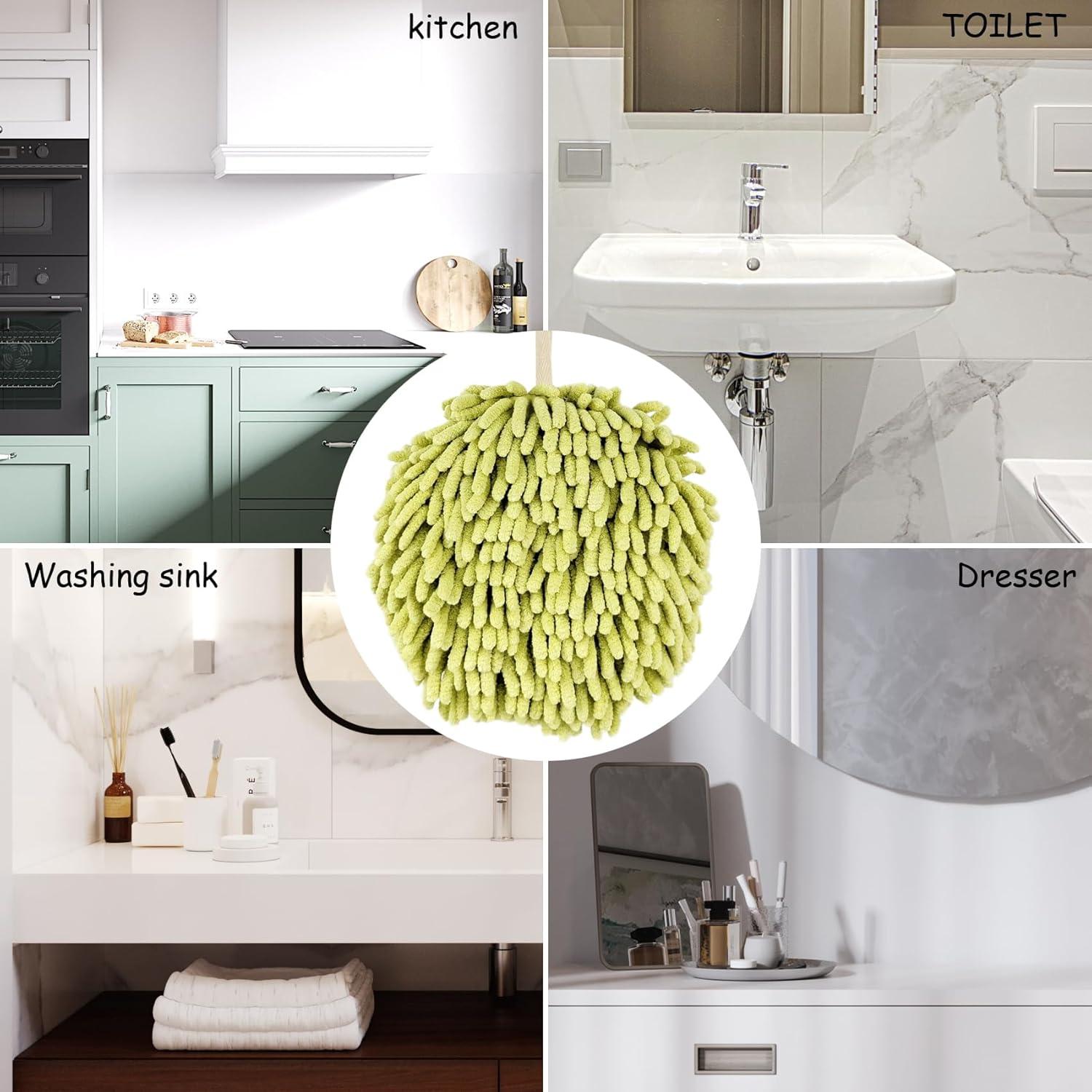 Toallas de Mano MEETSWEET Chenille Secado Rápido Set 3 Verde