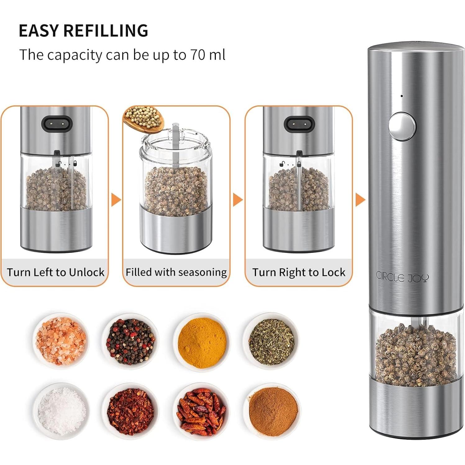 Molinillos Eléctricos de Sal y Pimienta CIRCLE JOY con Base Doble