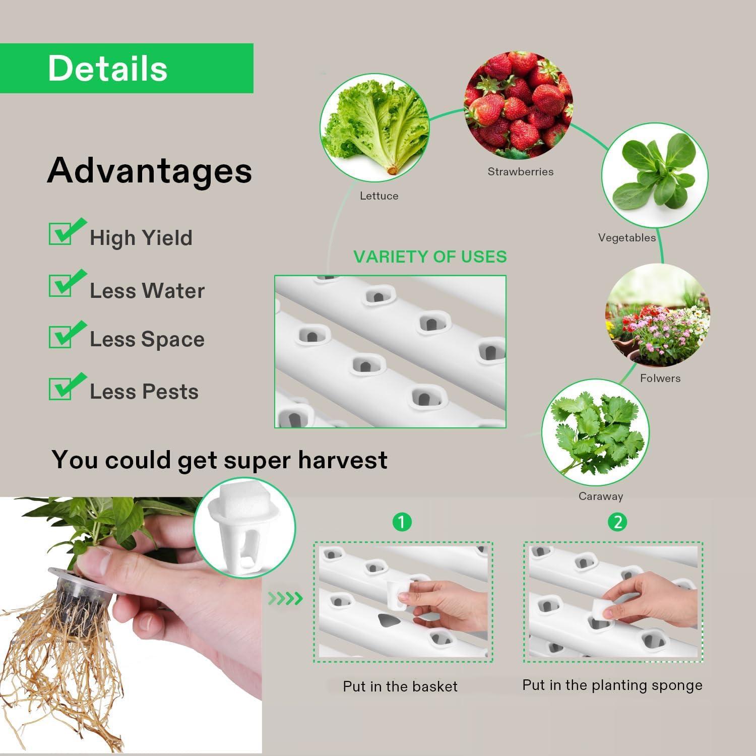 Sistema Hidropónico VIVOSUN 108 Sitios 3 Capas PVC-U