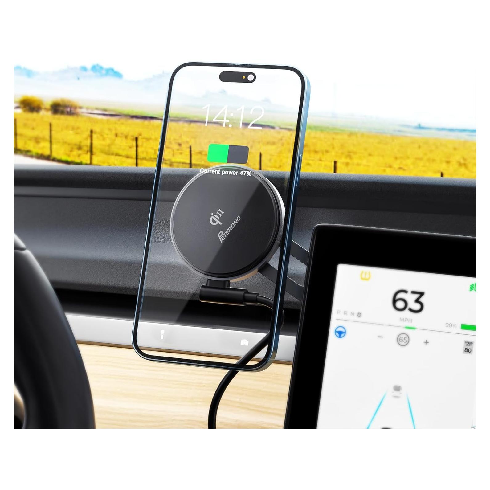 Soporte Cargador Inalámbrico Qi2 PETERONG para Tesla 15W