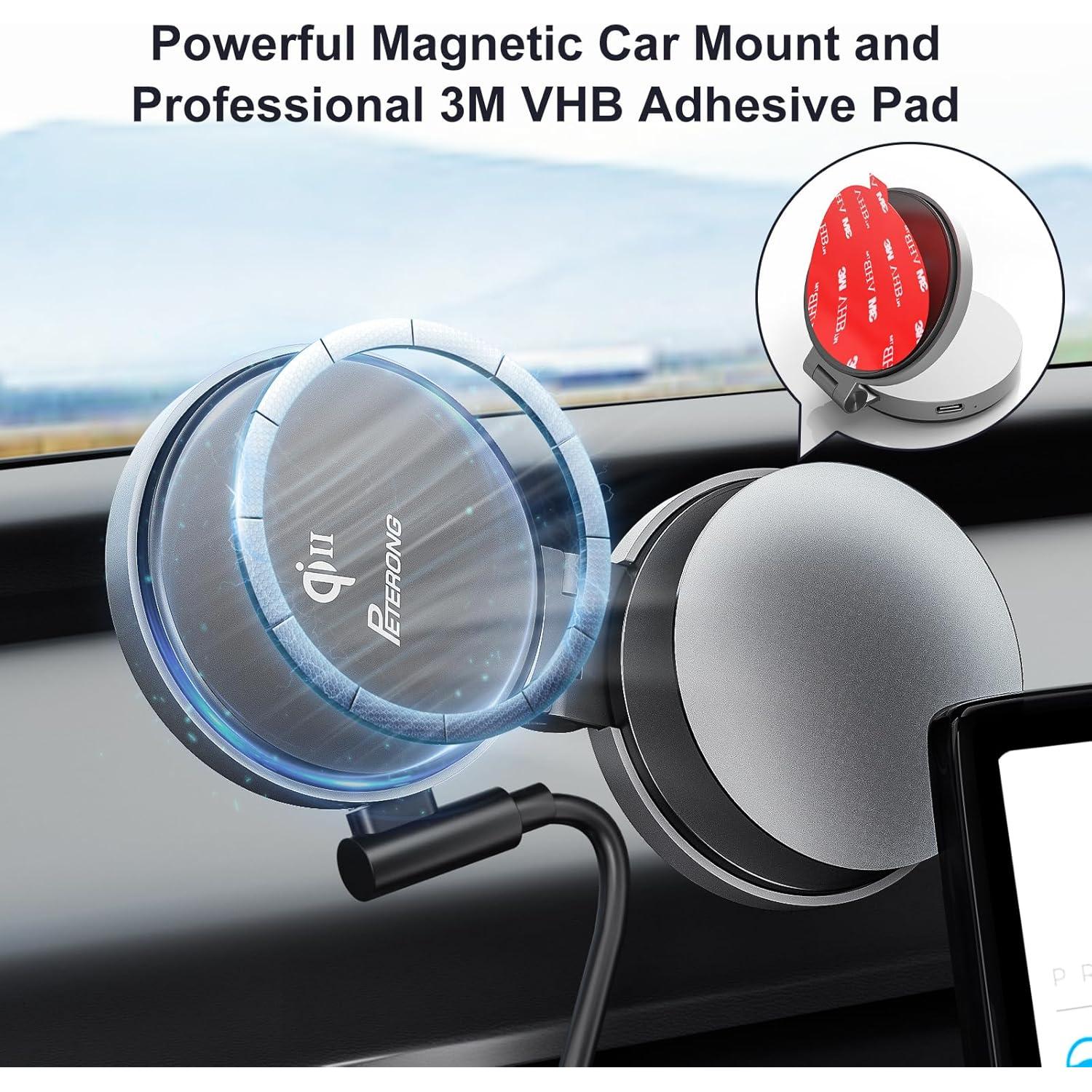 Soporte Cargador Inalámbrico Qi2 PETERONG para Tesla 15W