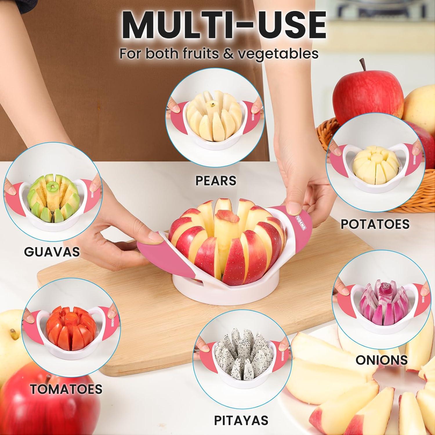 Cortador de Manzanas SCHVUBENR 12 Cuchillas Acero Inoxidable Rosa