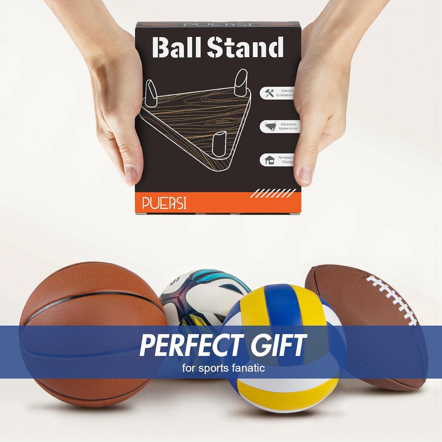 Soporte de Pelotas PUERSI de Nogal para Balones y Decoración