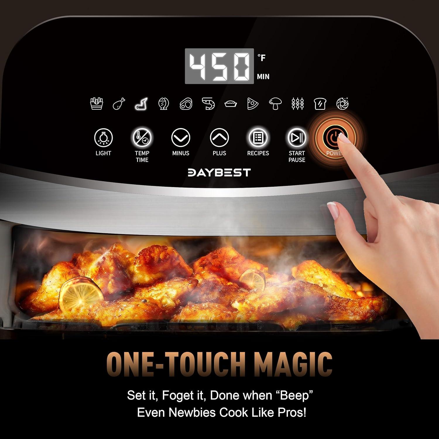 Freidora de Aire DAYBEST 6QT Acero Inoxidable 1700W 12 en 1