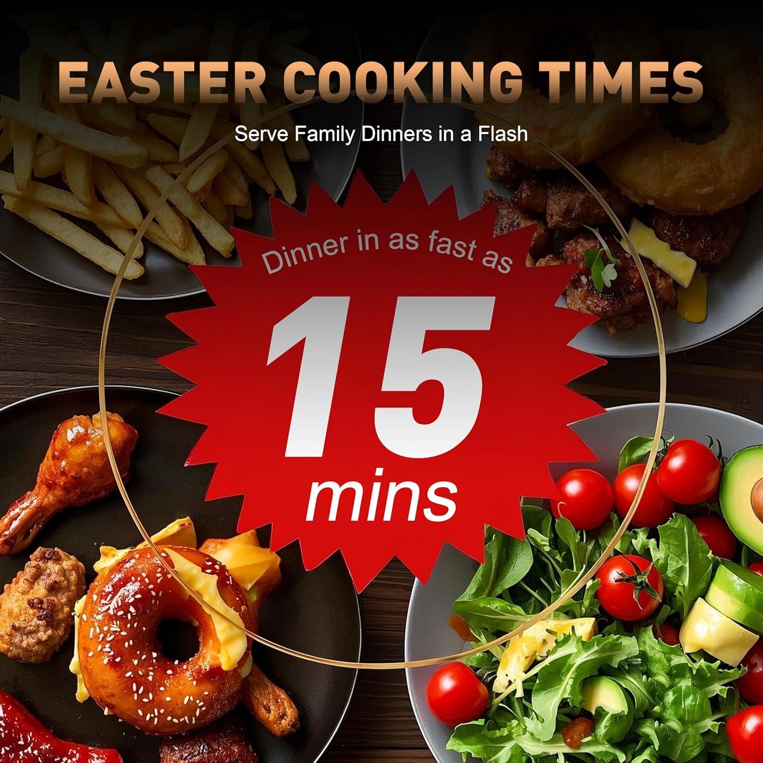 Freidora de Aire DAYBEST 6QT Acero Inoxidable 1700W 12 en 1