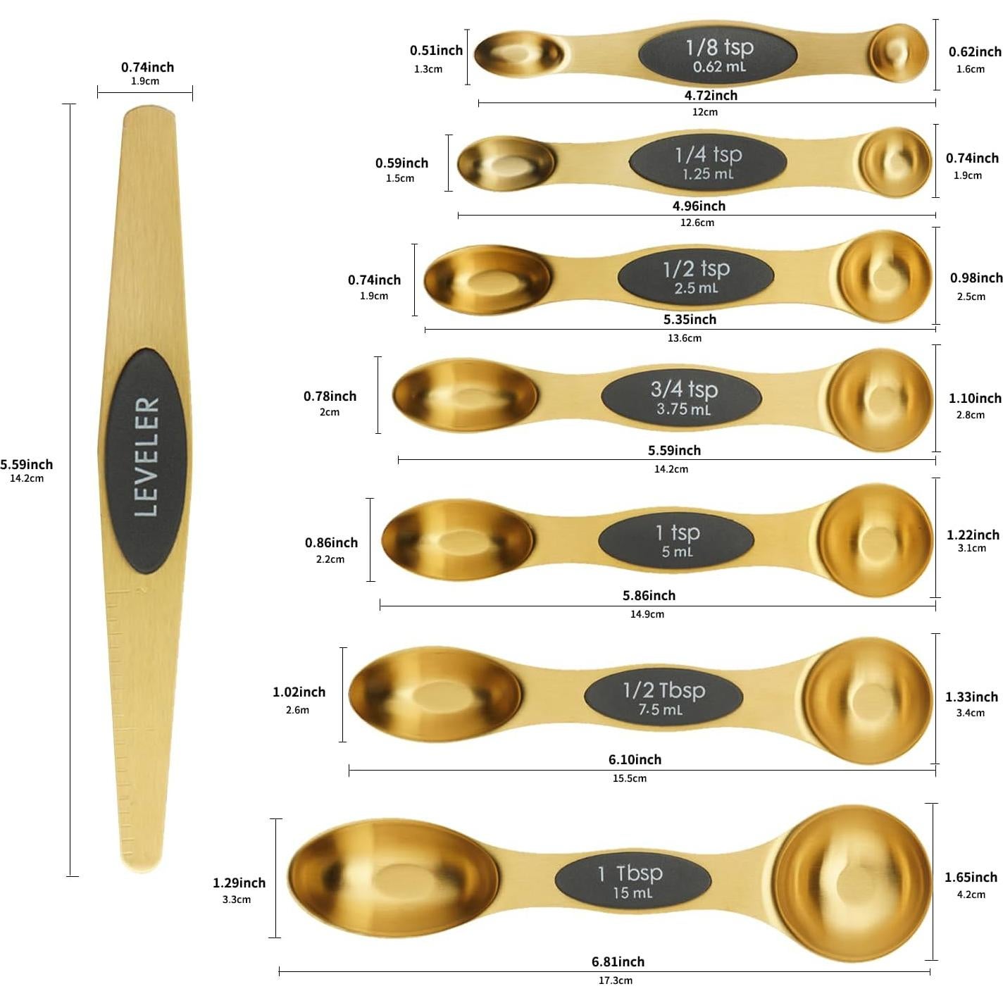 Juego de Cucharas Medidoras Magnéticas AGIgear de Acero Inoxidable