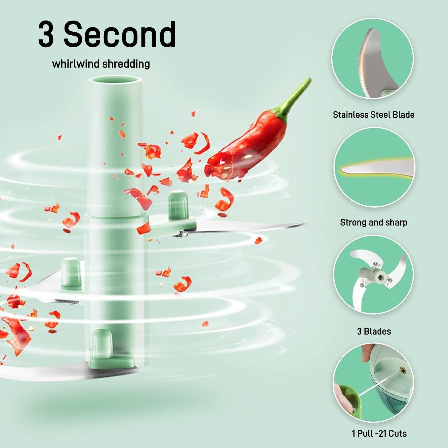 Cortador de Verduras Manual QDGMXIV con Contenedor 10.16 cm