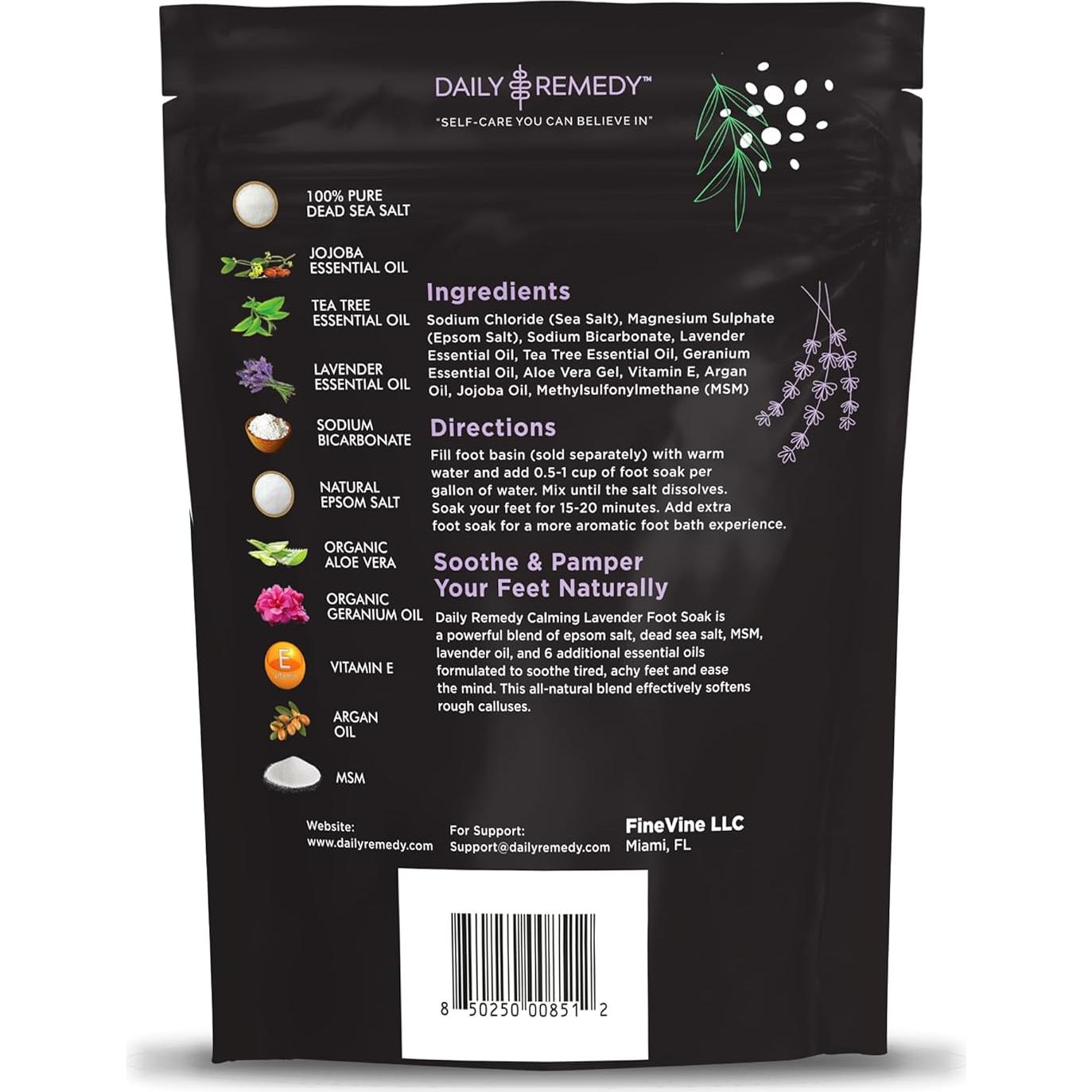 Remojo de Pies Daily Remedy 453.6 g con Sal de Epsom y Lavanda