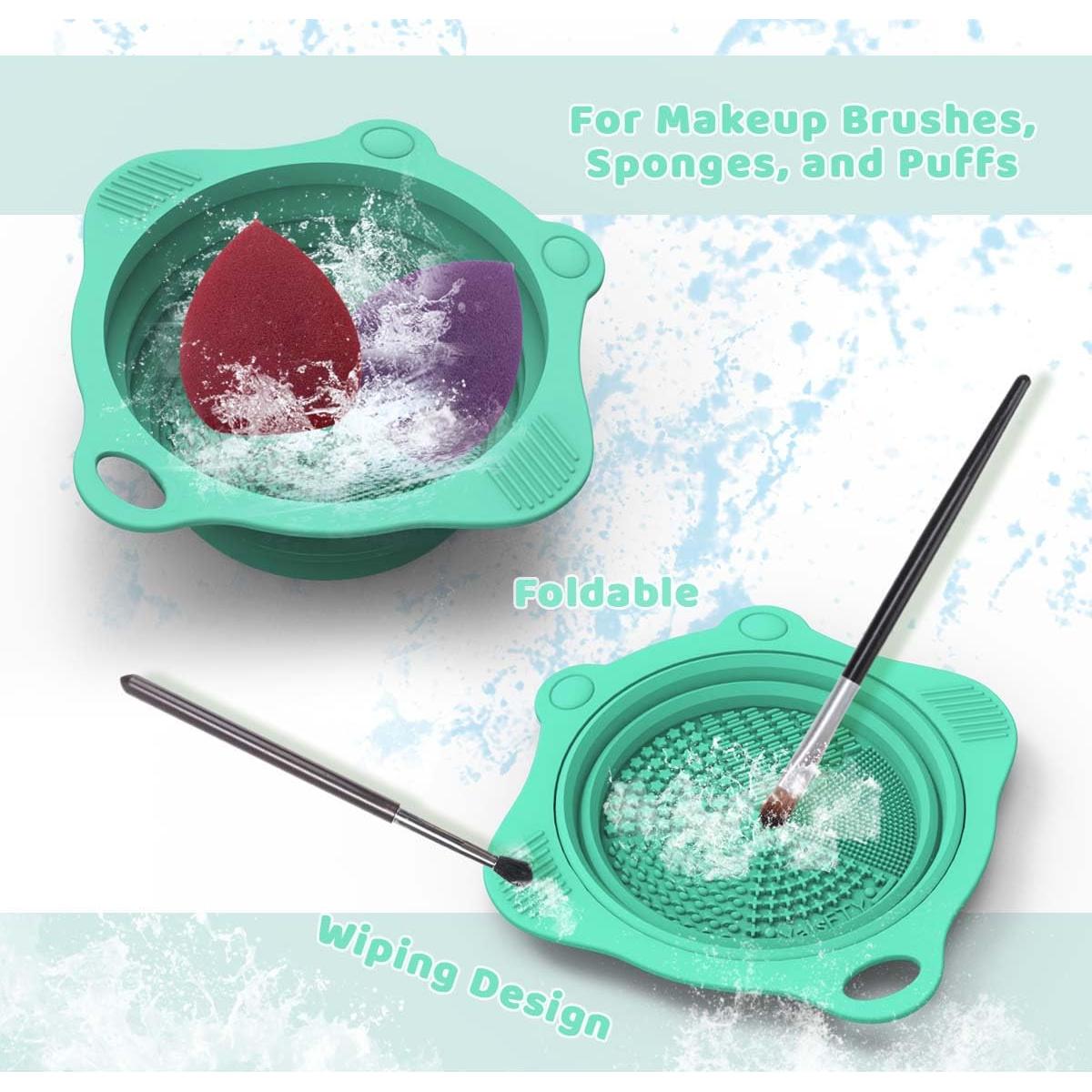 Almohadilla de Limpieza de Brochas de Maquillaje YalsFTY Verde 15x15.7cm