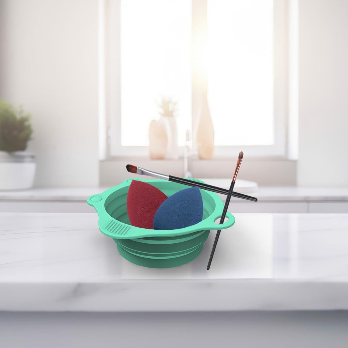 Almohadilla de Limpieza de Brochas de Maquillaje YalsFTY Verde 15x15.7cm