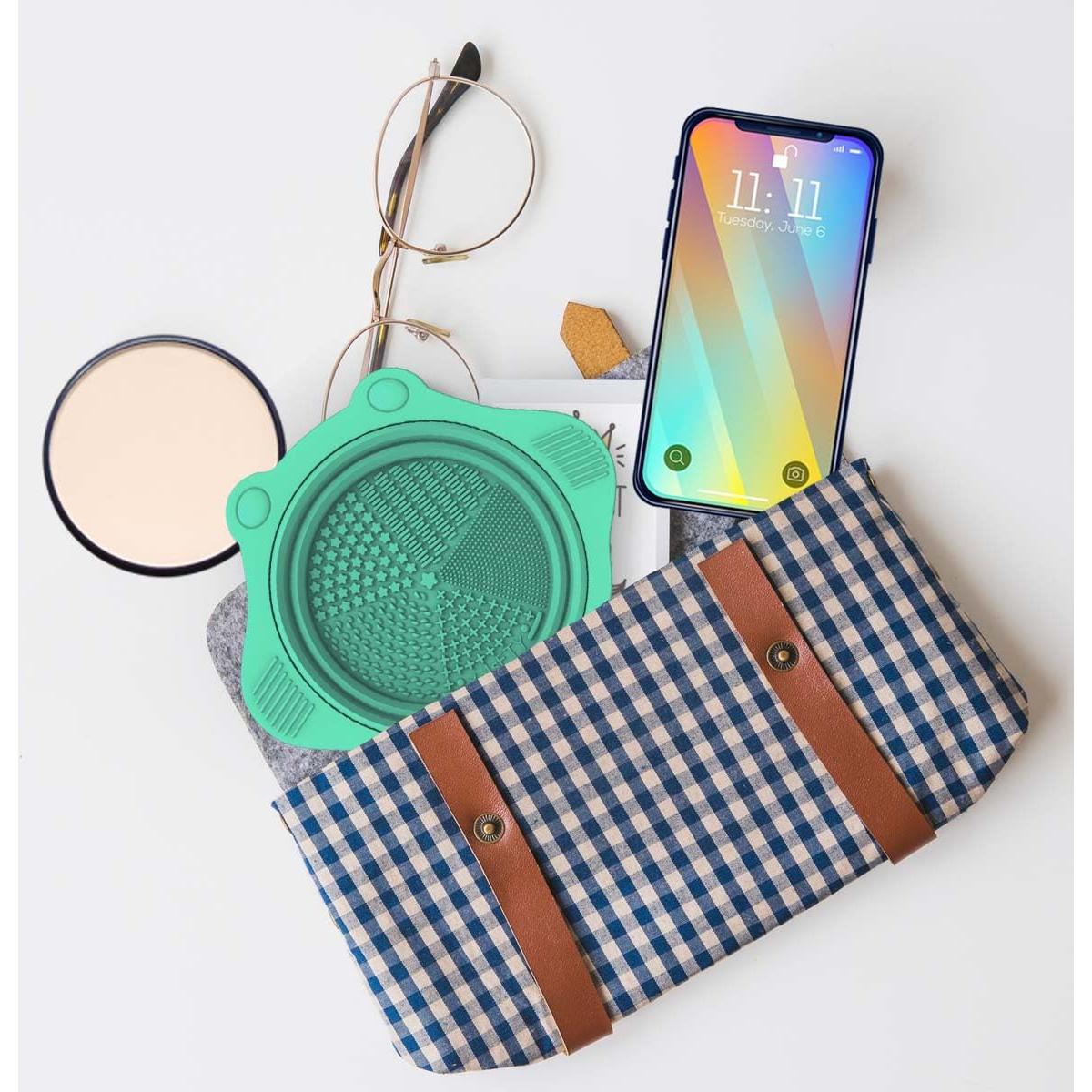 Almohadilla de Limpieza de Brochas de Maquillaje YalsFTY Verde 15x15.7cm