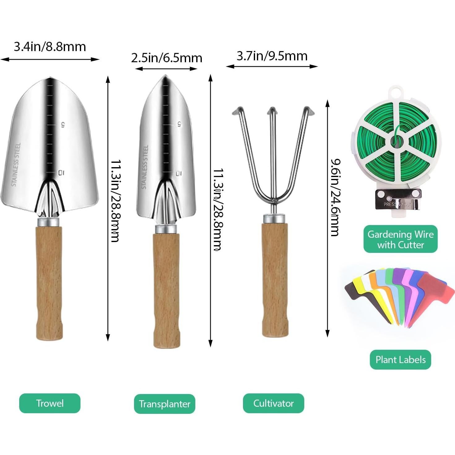 Juego de Herramientas de Jardinería LeMotech 3 Piezas Acero