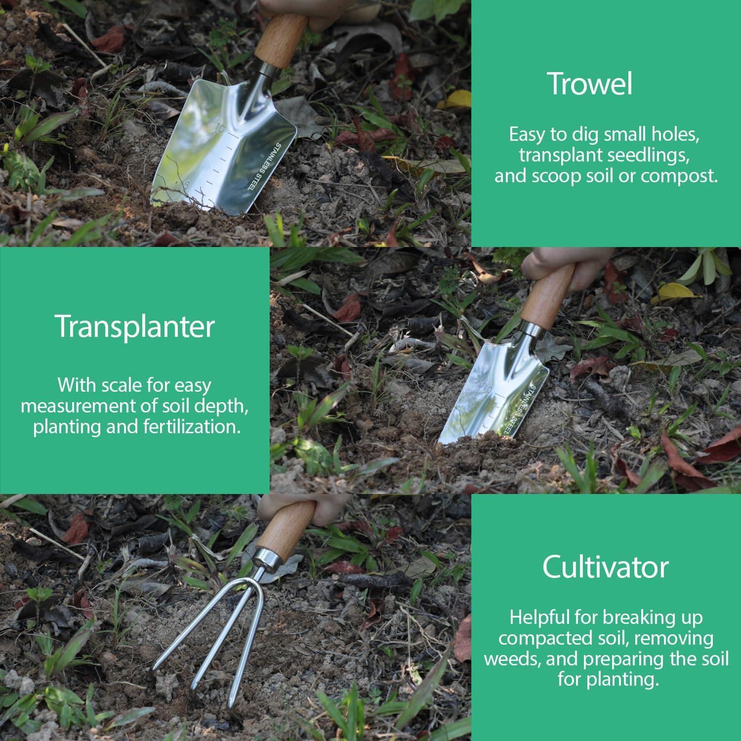 Juego de Herramientas de Jardinería LeMotech 3 Piezas Acero