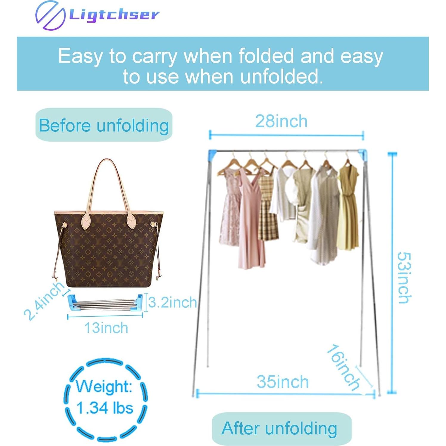 Perchero Plegable Ligtchser Azul para Viajes y Camping 134.62 cm