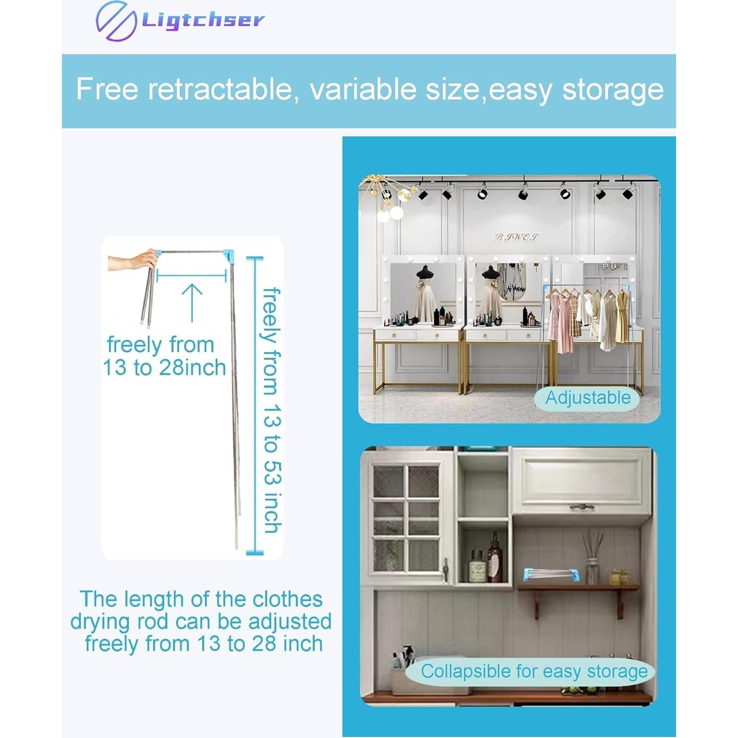 Perchero Plegable Ligtchser Azul para Viajes y Camping 134.62 cm