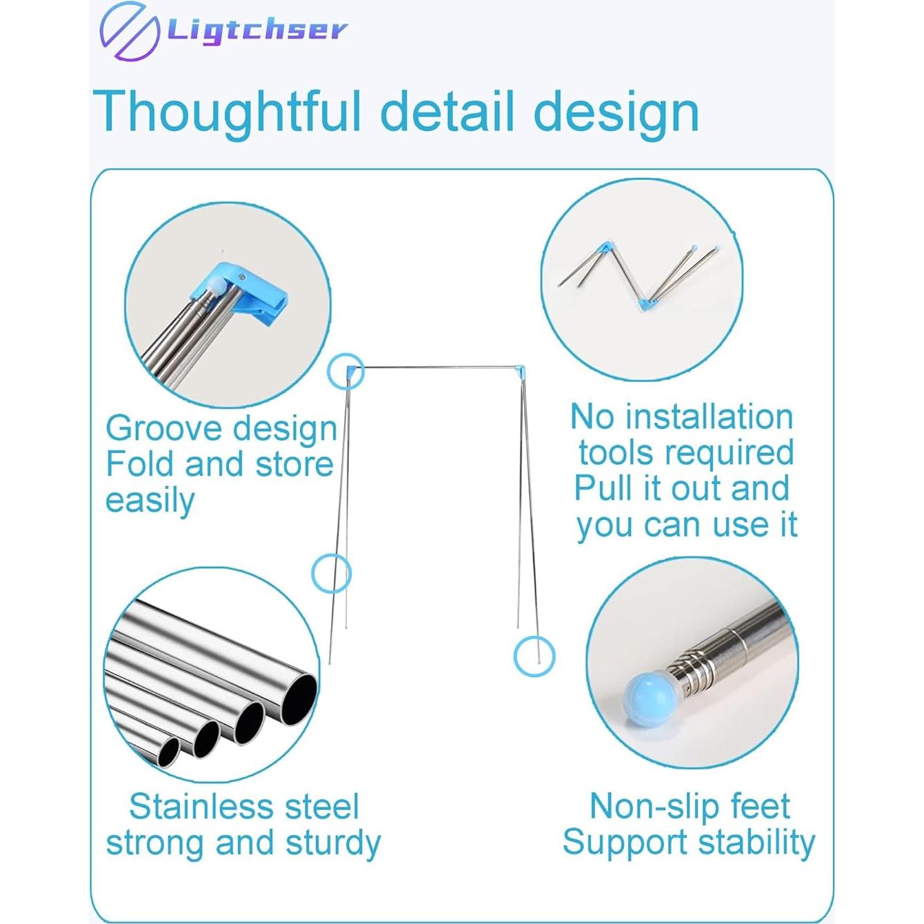 Perchero Plegable Ligtchser Azul para Viajes y Camping 134.62 cm