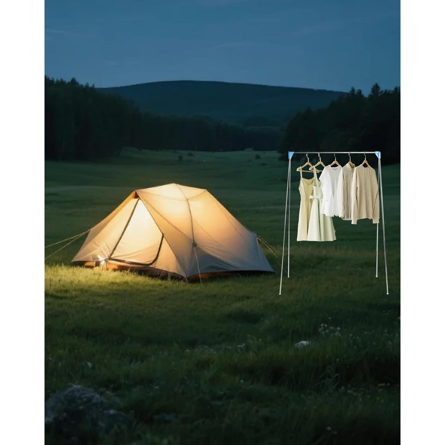 Perchero Plegable Ligtchser Azul para Viajes y Camping 134.62 cm