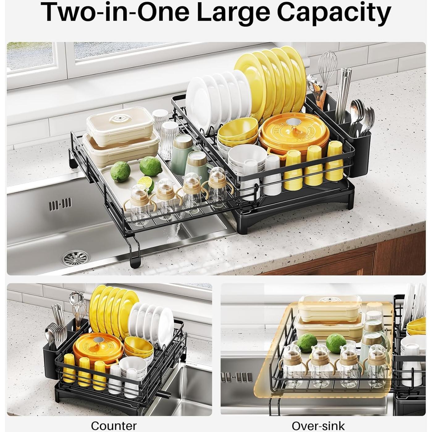 Escurridor de Platos Extensible SNTD Acero Inoxidable Negro