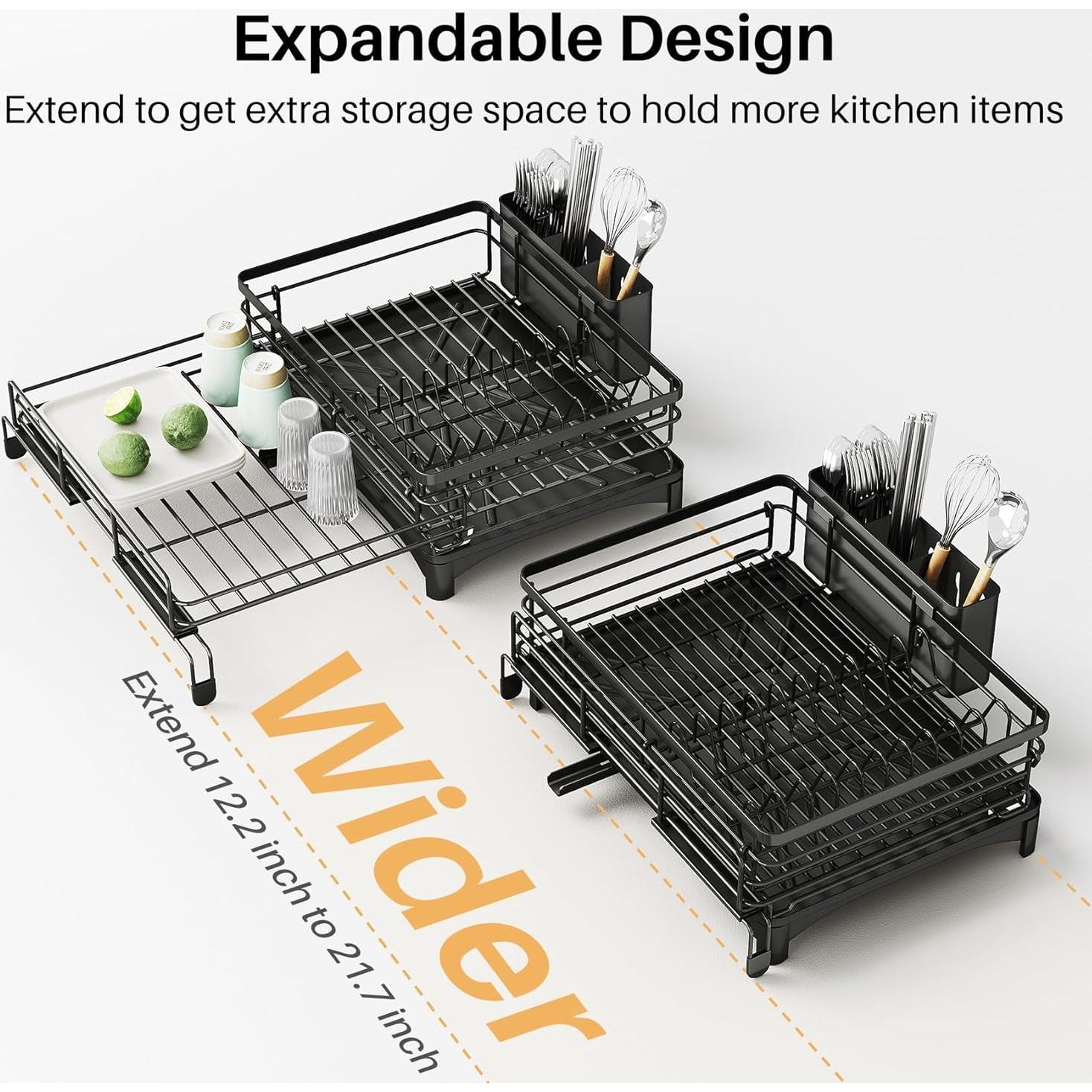 Escurridor de Platos Extensible SNTD Acero Inoxidable Negro