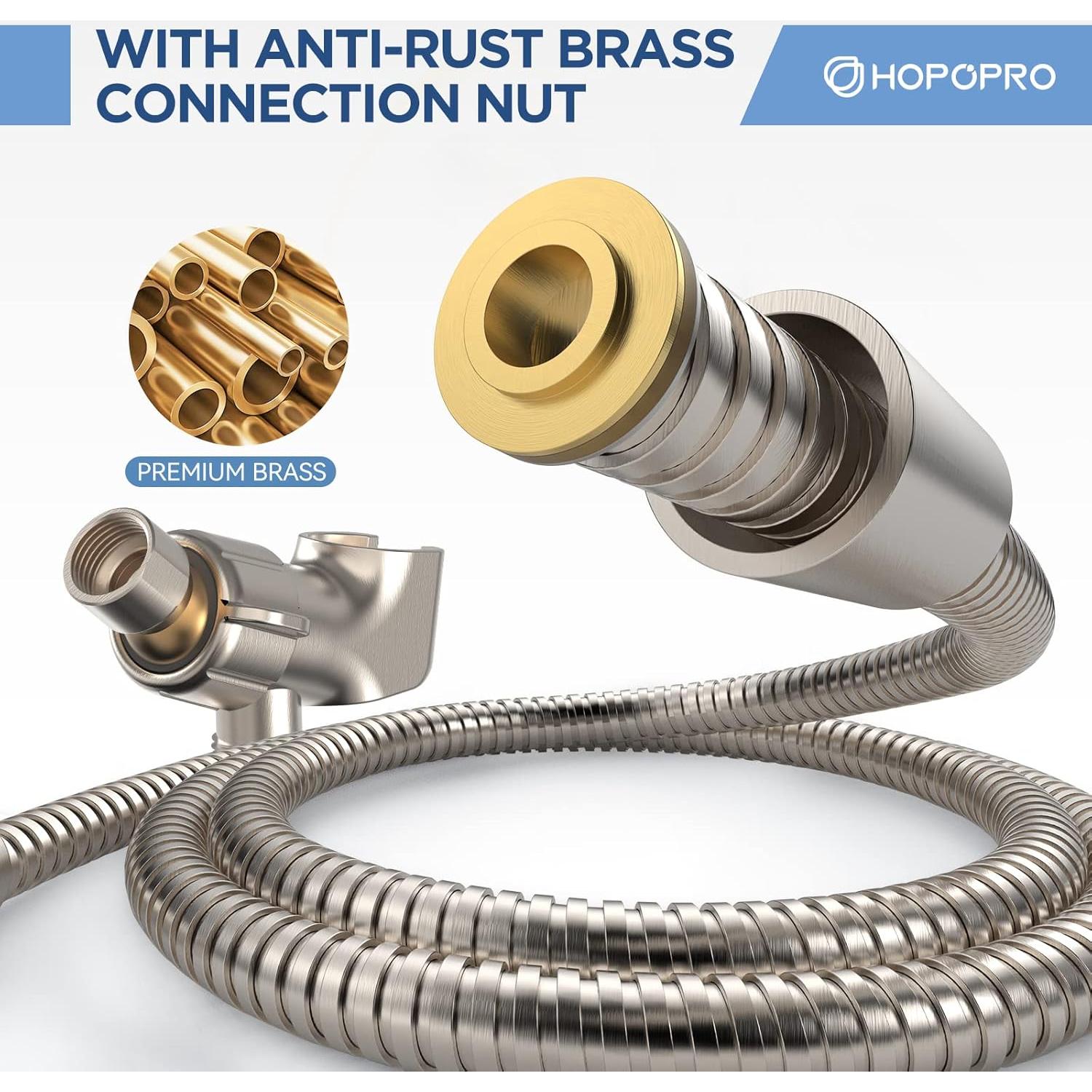 Cabezal de Ducha de Mano HOPOPRO 6 Modos Alta Presión 150 cm