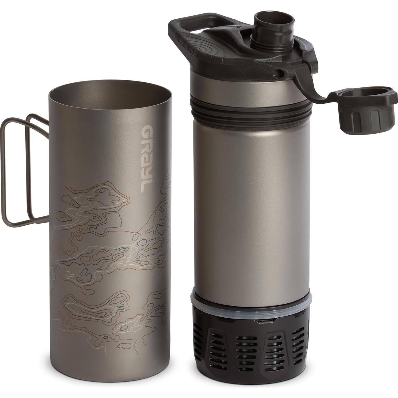 Botella Purificadora GRAYL GeoPress Titanio 710 ml - Negro