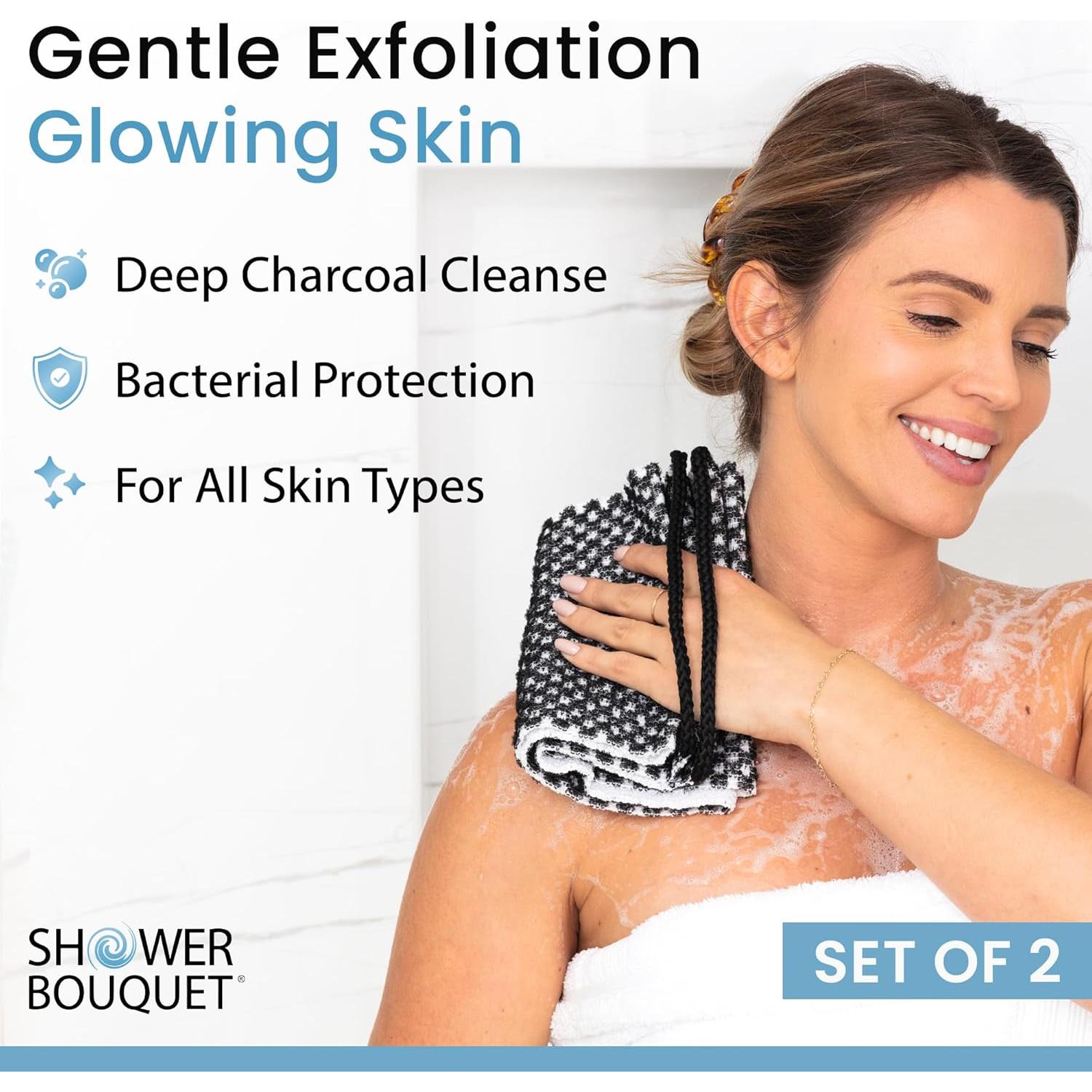 Toalla Exfoliante Japonesa Shower Bouquet 2-Pack Carbón Plata