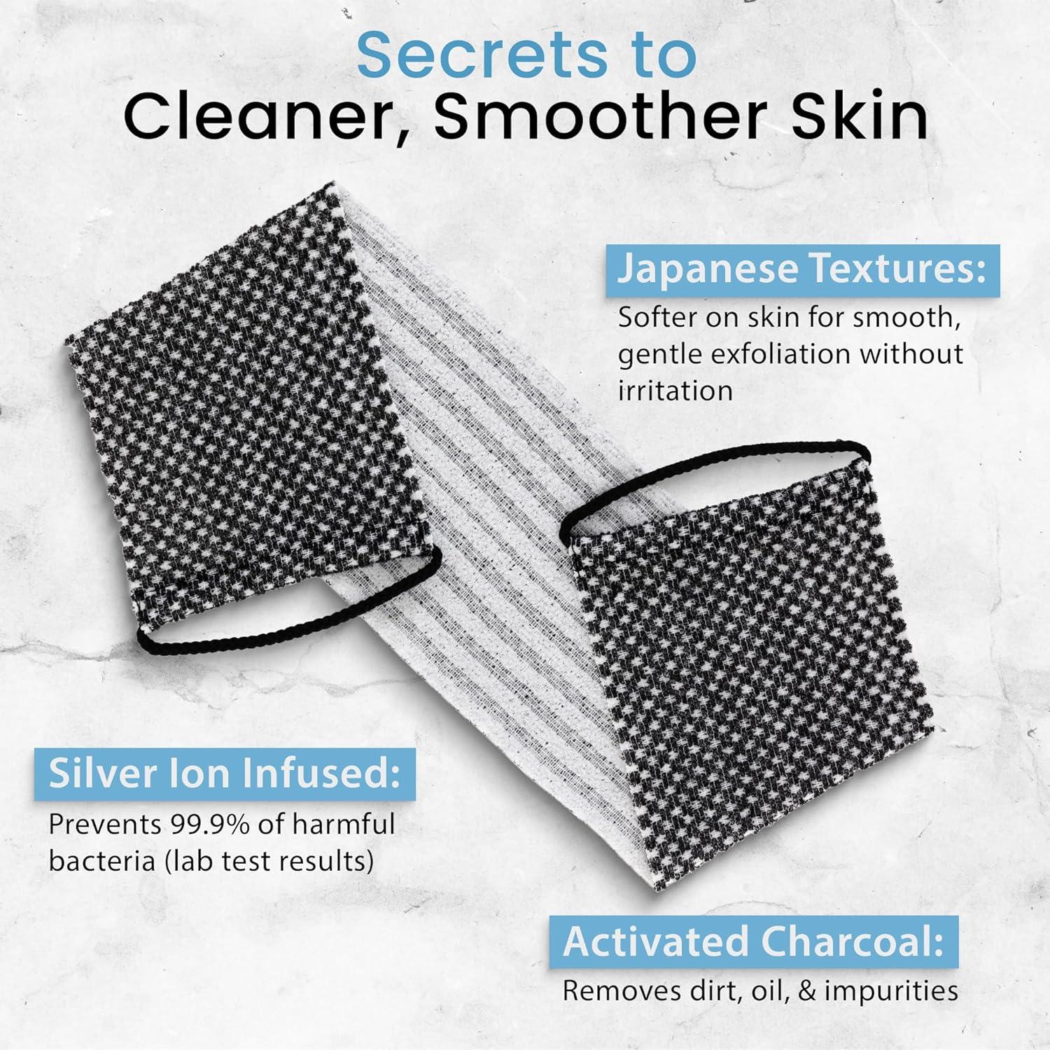 Toalla Exfoliante Japonesa Shower Bouquet 2-Pack Carbón Plata