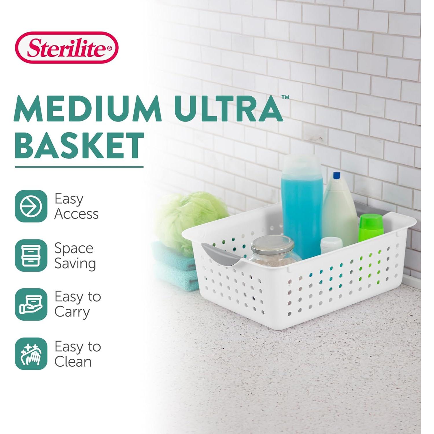 Cestas de Almacenamiento Sterilite 12-Pack Medianas Blancas