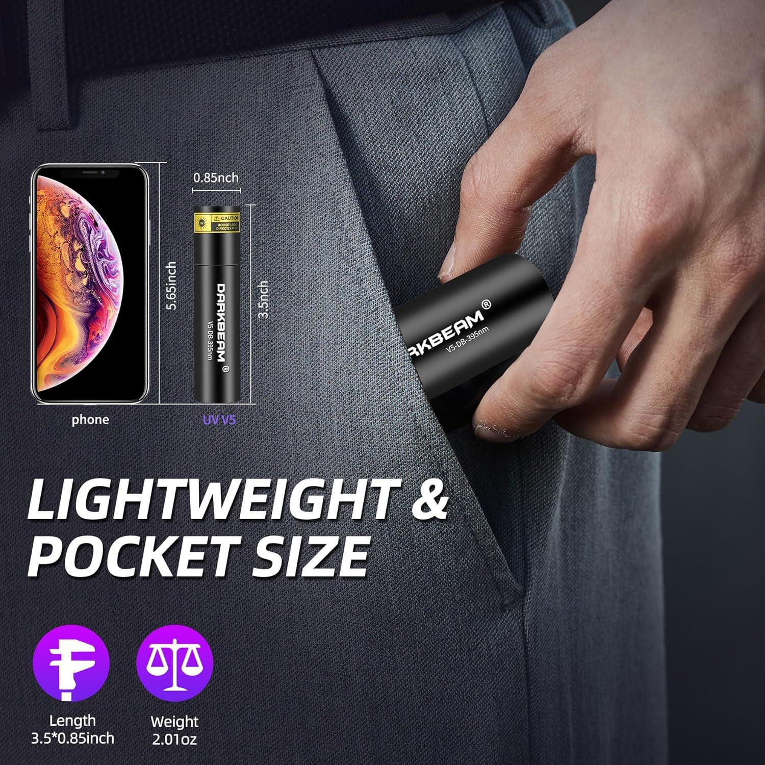 Linterna UV 395nm DARKBEAM Recargable USB-C Mini 1300mW