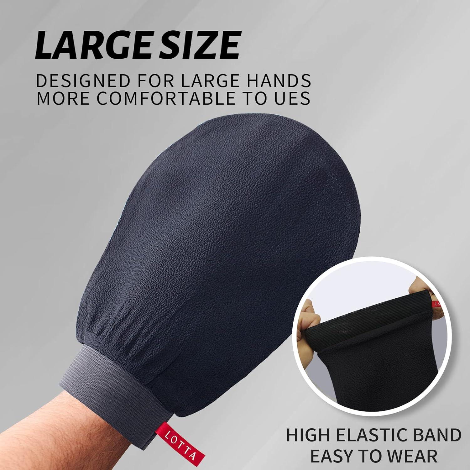 Guantes Exfoliantes LOTTA 2 Pcs Negro Tamaño Grande y Mediano