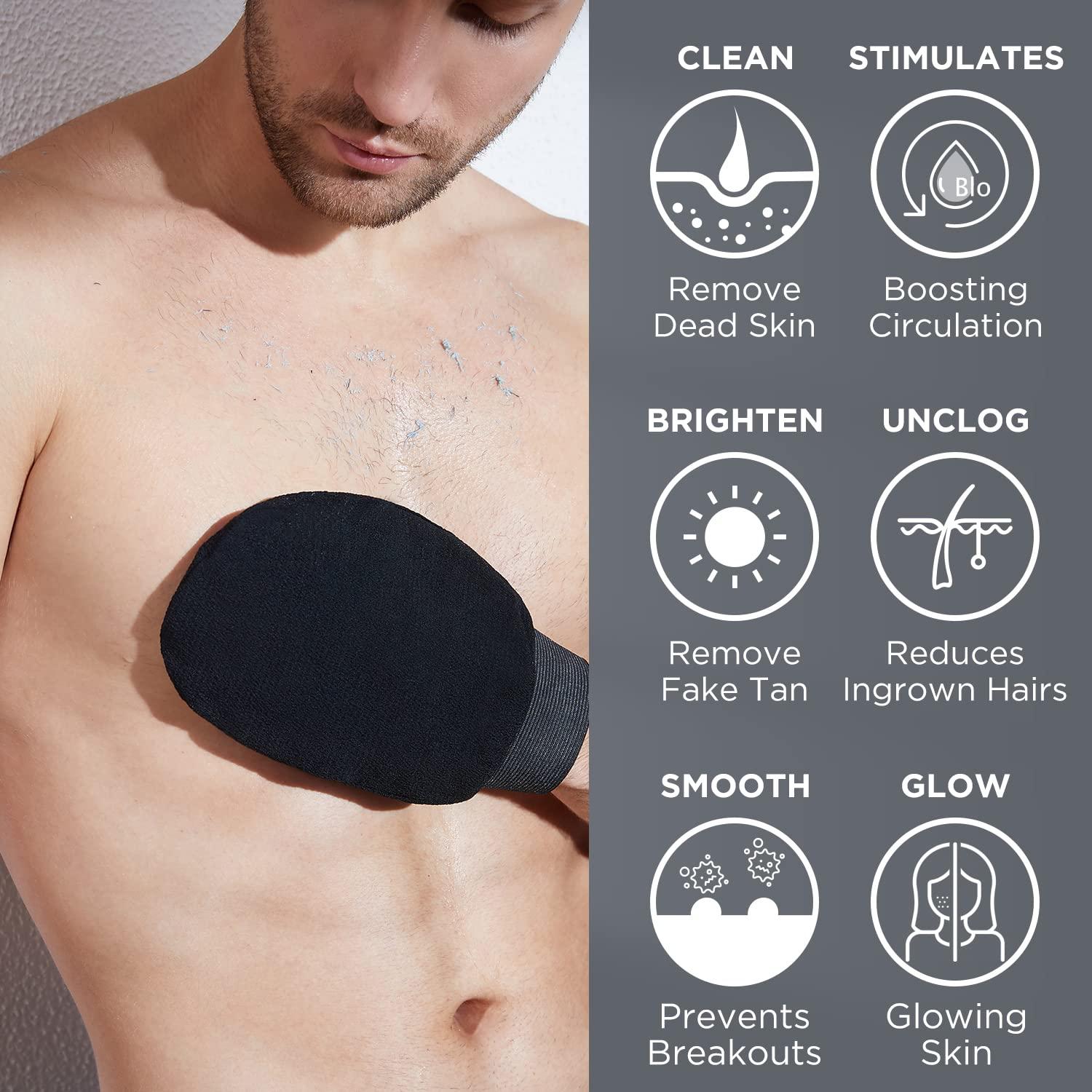 Guantes Exfoliantes LOTTA 2 Pcs Negro Tamaño Grande y Mediano