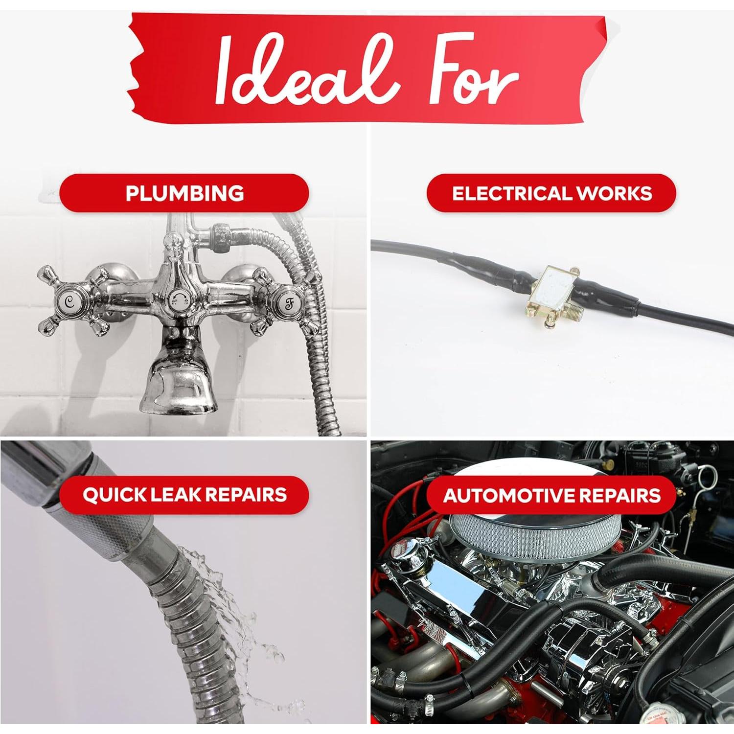 Cinta de Silicona Auto-fusionante XFasten 2.54cm x 10.97m Negra