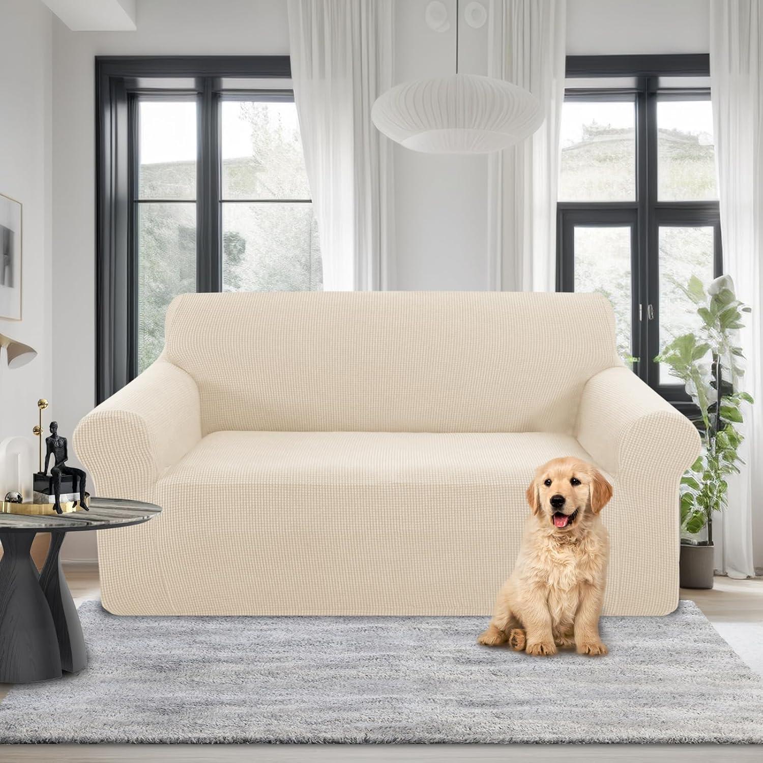 Funda de Sofá Estirable U-NICE HOME Beige 2 Cojines