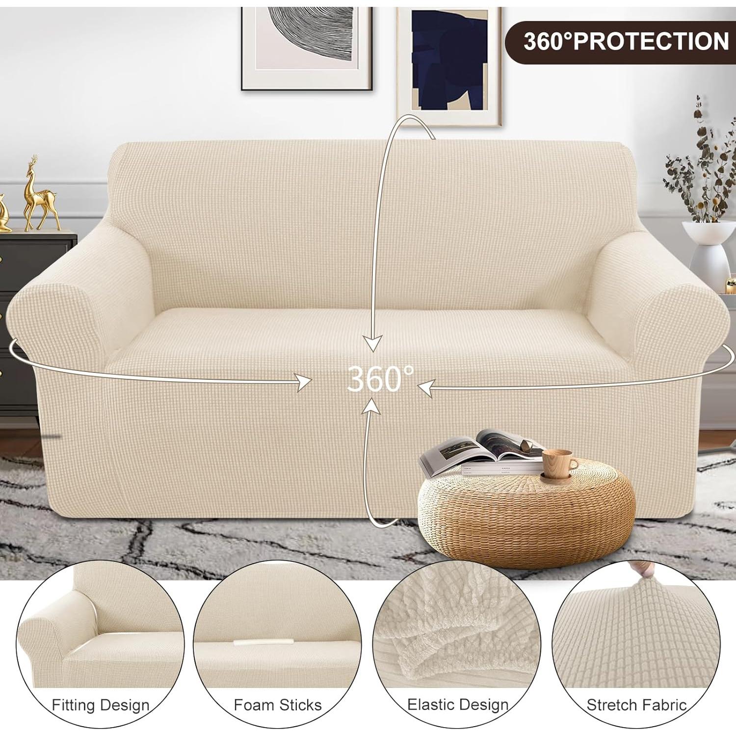 Funda de Sofá Estirable U-NICE HOME Beige 2 Cojines