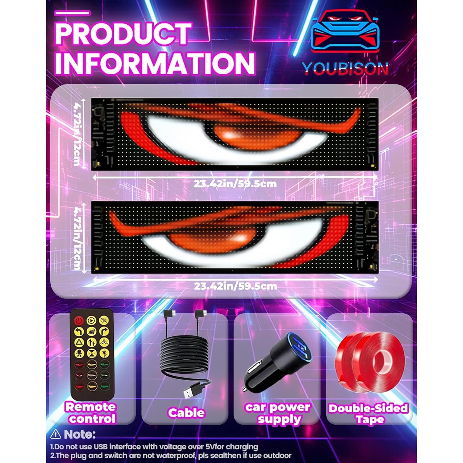 Ojos LED del Diablo YOUBISON 2PCS 58x13 cm Multicolor