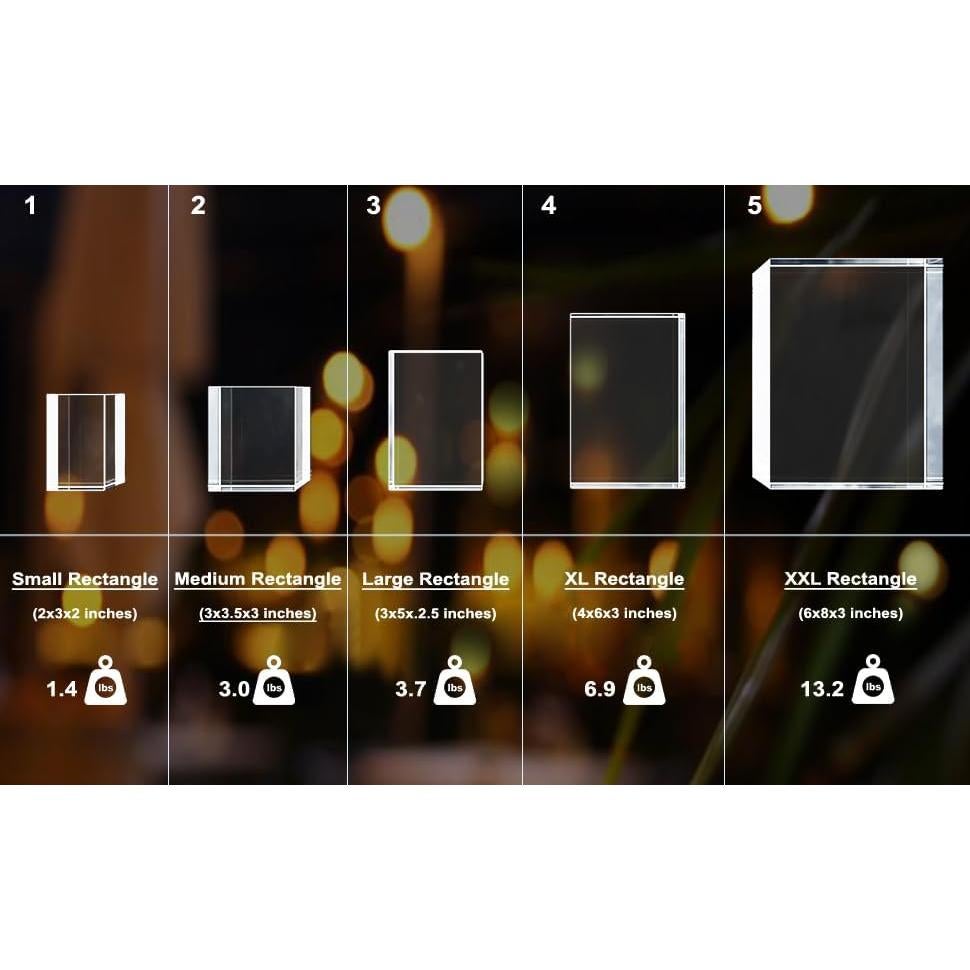 Cristal Rectangular Mediano A&B Crystal con Grabado 3D