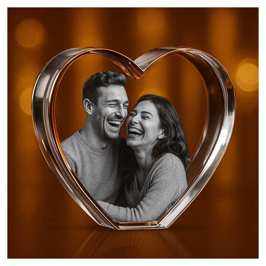 Corazón de Cristal 3D Personalizado A&B - 10.16x8.89 cm