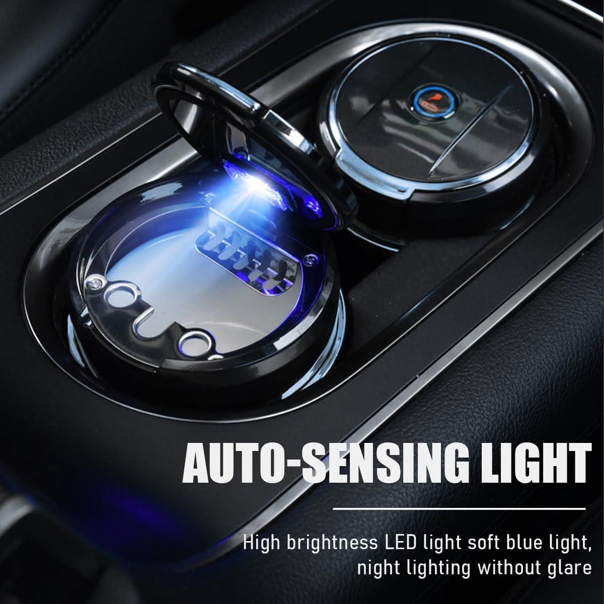 Cenicero de Auto Ziciner con Tapa y Luz LED - Negro