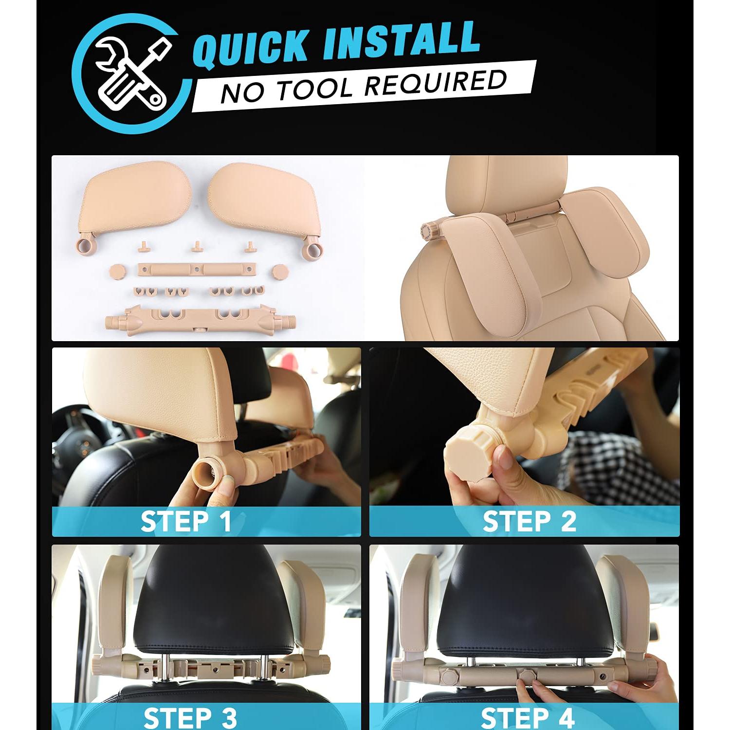 Almohada de Reposacabezas JZCreater Ajustable 180° Beige