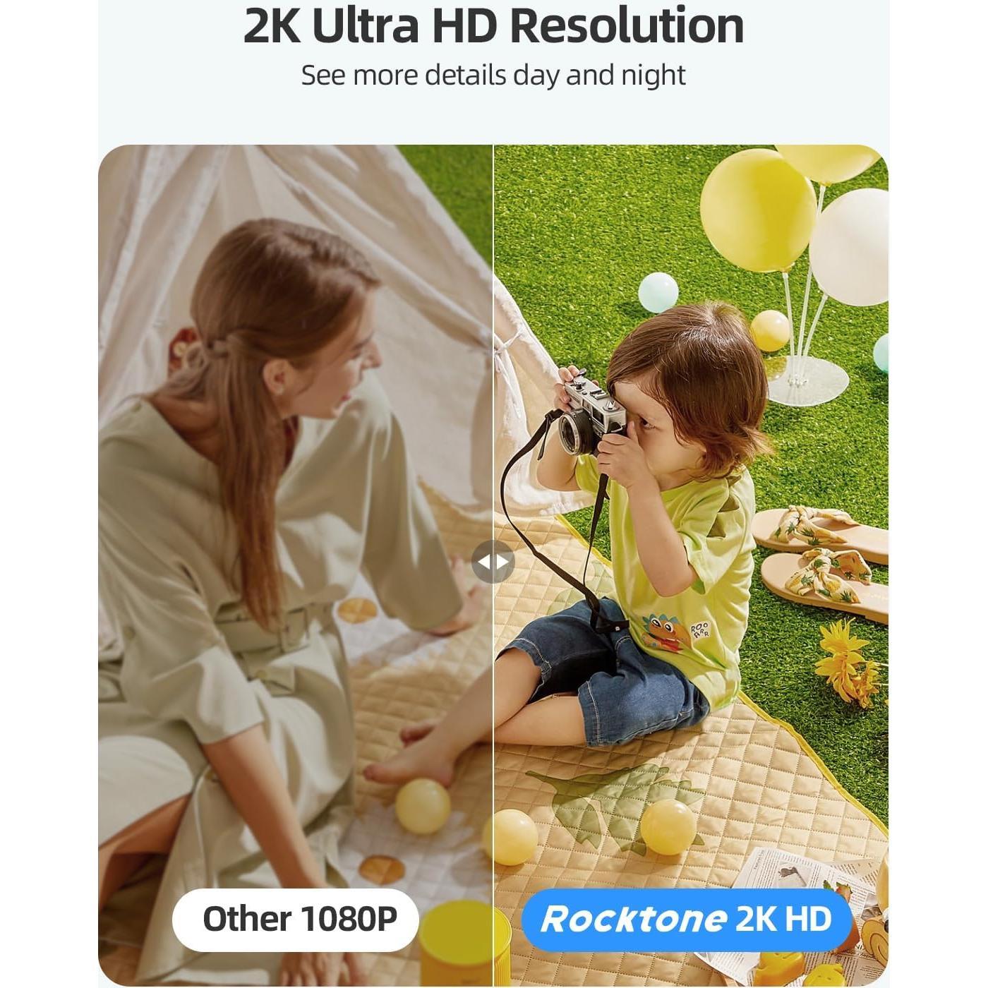 Cámara de Seguridad Inalámbrica Rocktone 2K para Exterior